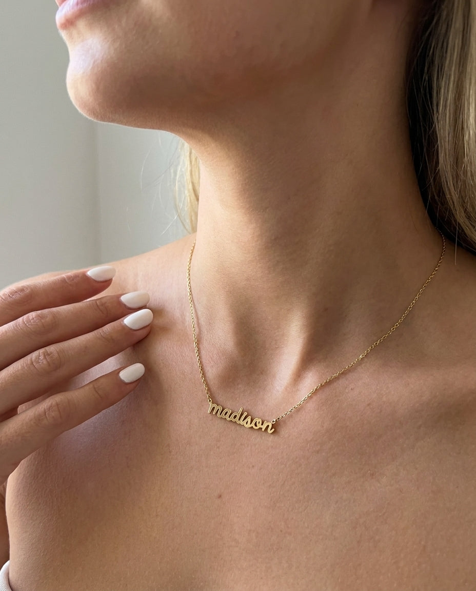 Personalized Cursive Name Necklace - Custom Gold Jewelry Gift