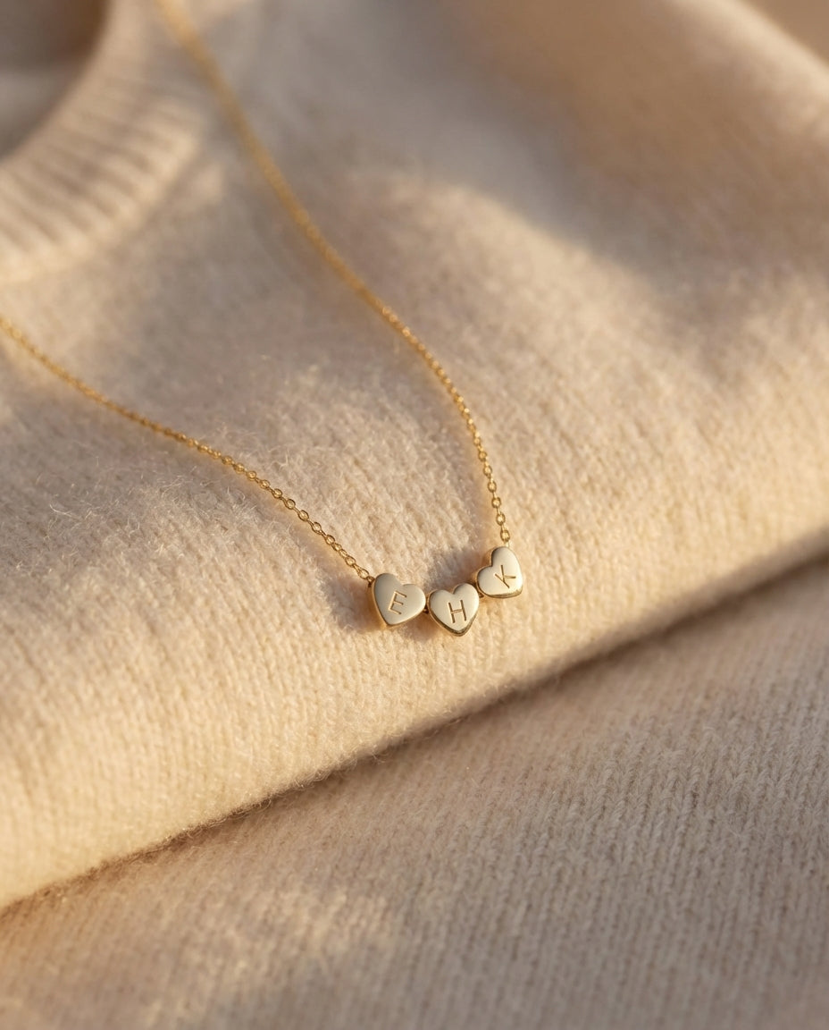 Personalized Initial Heart Necklace - Custom Gold Plated Jewelry