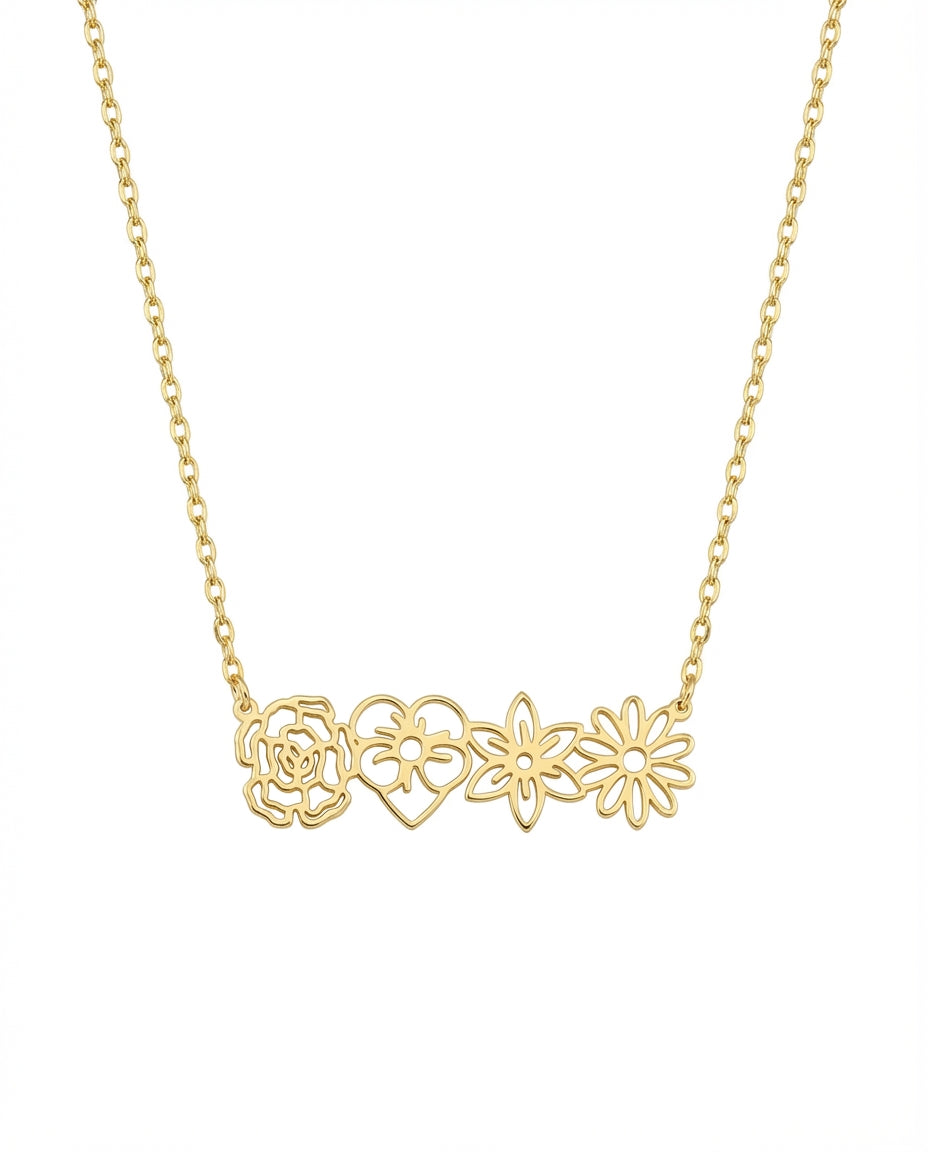 Dainty Gold Flower Bar Necklace | Minimalist Floral Jewelry