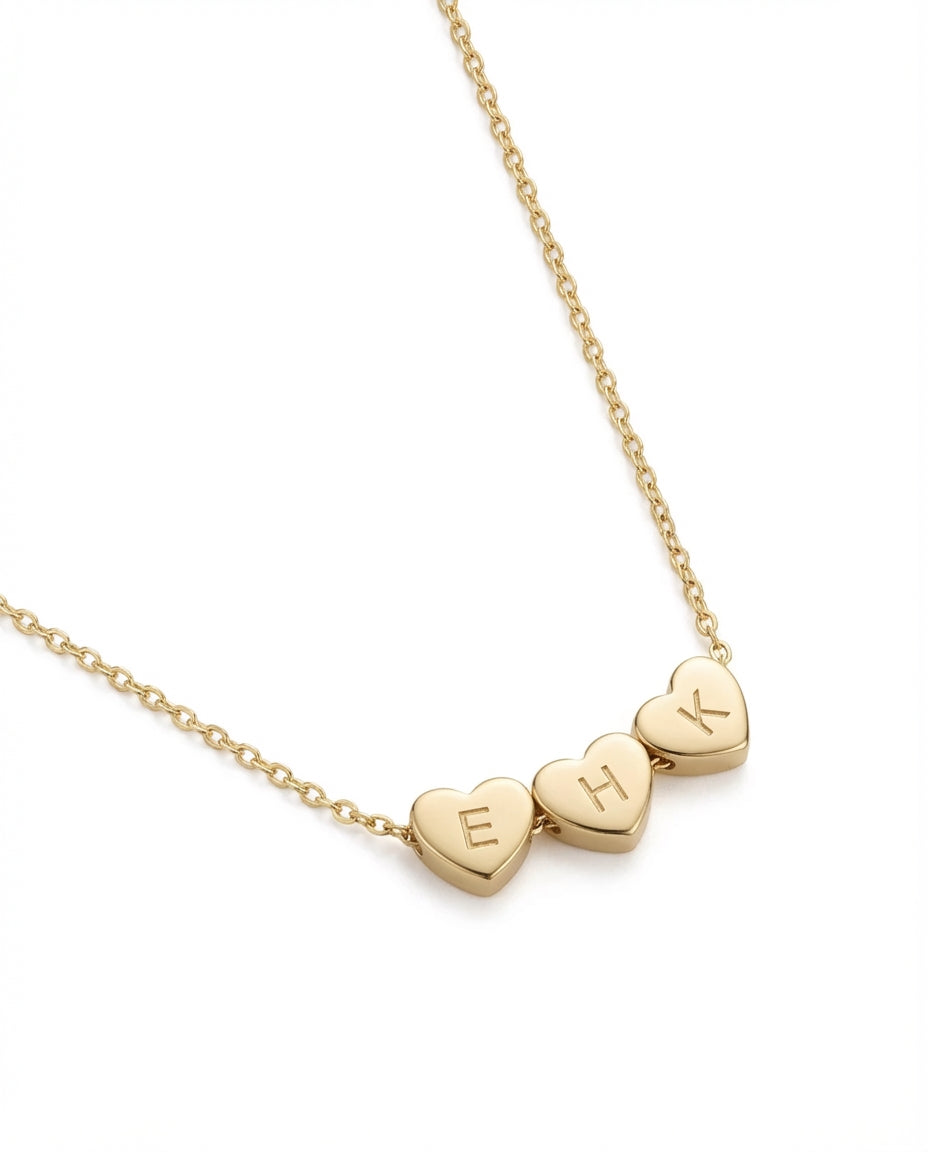 Personalized Initial Heart Necklace - Custom Gold Plated Jewelry