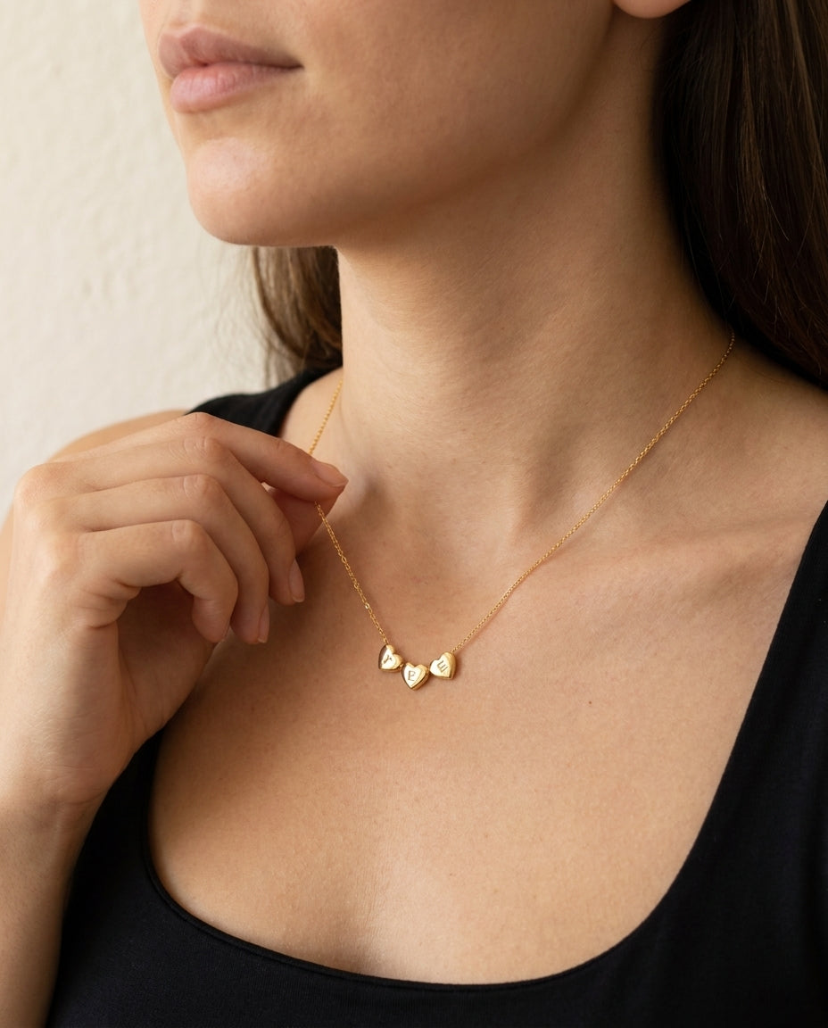 Personalized Initial Heart Necklace - Dainty Gold Jewelry