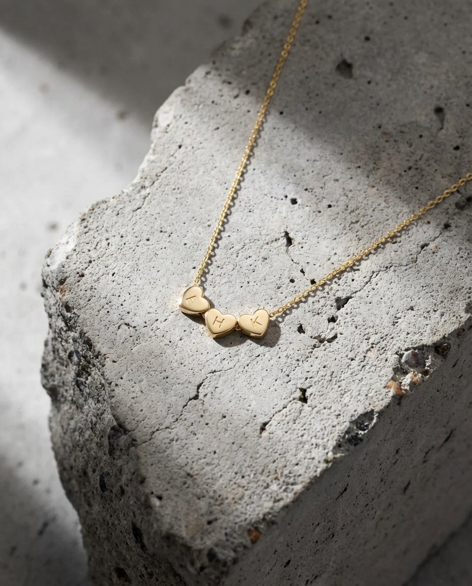 Personalized Initial Heart Necklace - Custom Gold Plated Jewelry