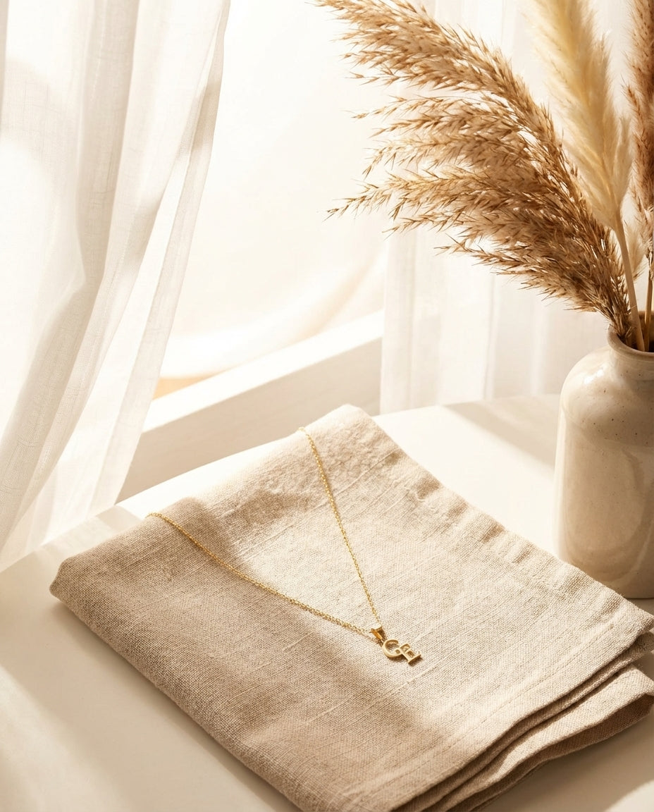 Personalized Two Initial Gold Necklace - Custom Letter Pendant Gift