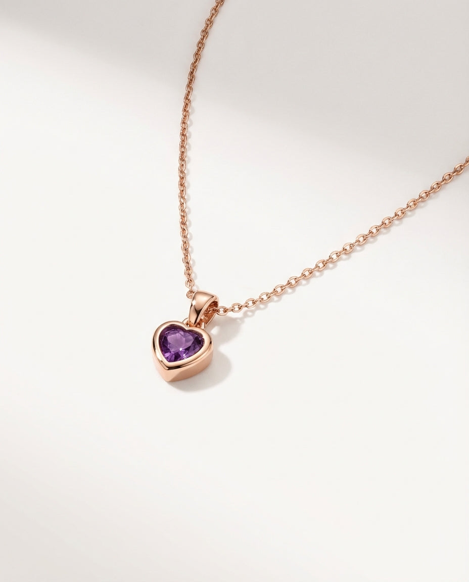 Gold Amethyst Heart Pendant Necklace | Dainty Gemstone Jewelry