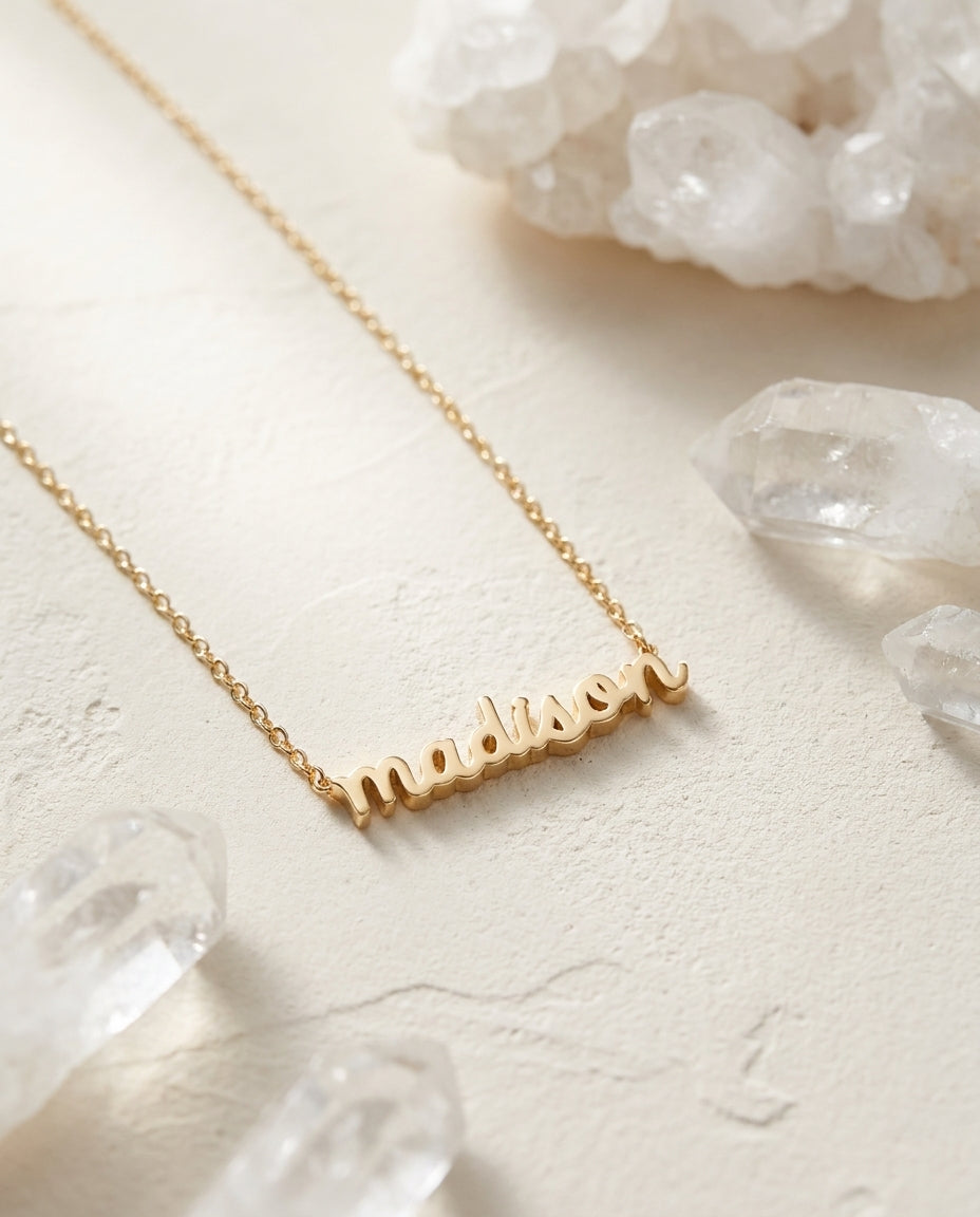 Personalized Cursive Name Necklace - Custom Gold Jewelry Gift