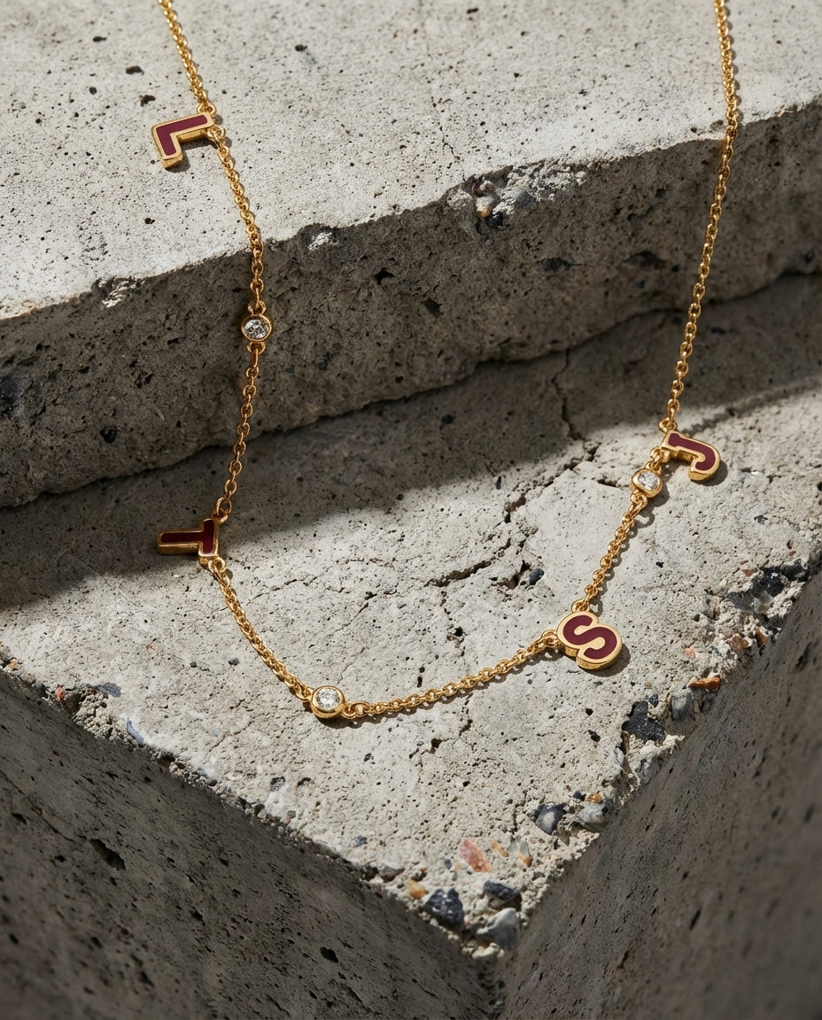 Personalized Gold Initial Necklace with Diamond Accents