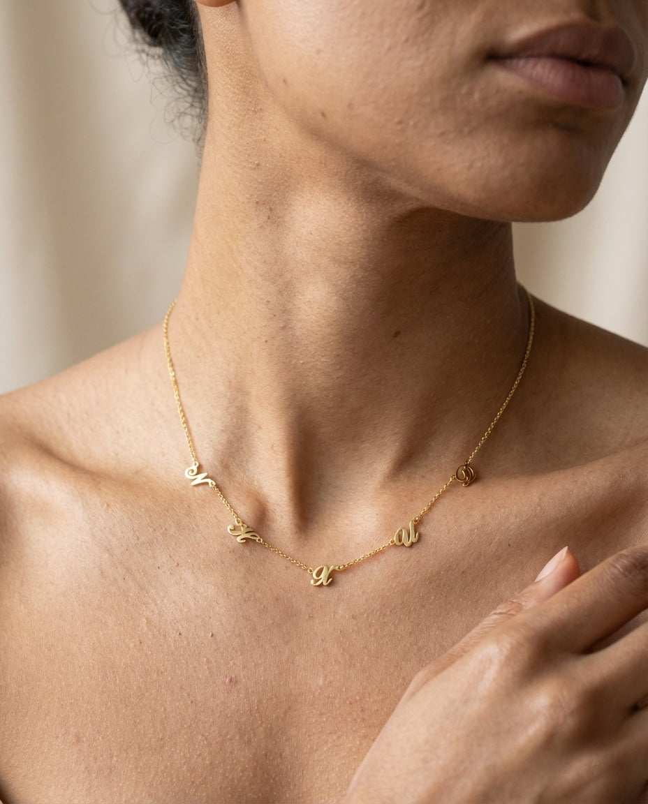 Personalized Spaced Letter Necklace - Custom Gold Initial Jewelry