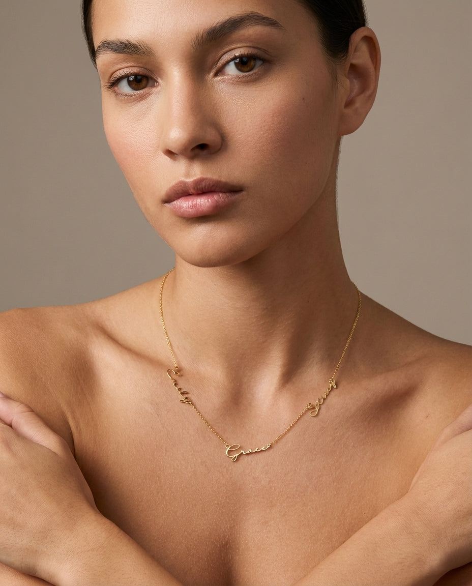 Custom Multiple Name Necklace - Personalized Gold Family Jewelry