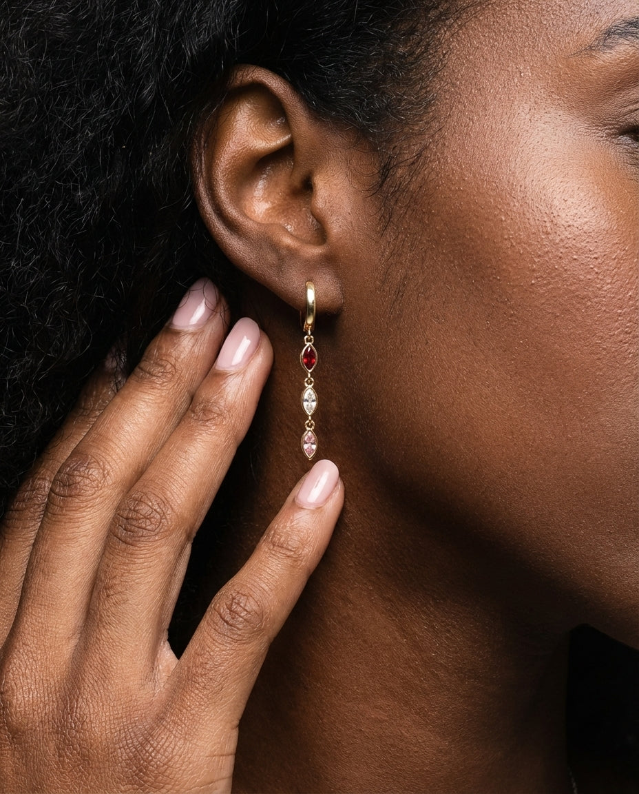 Gold Birthstone Dangle Gold Earring