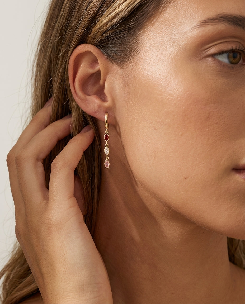 Gold Birthstone Dangle Gold Earring