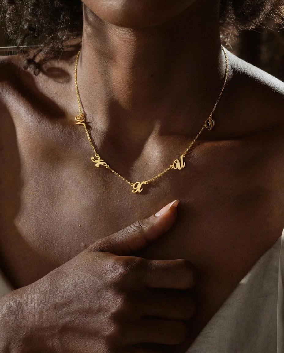 Personalized Spaced Letter Necklace - Custom Gold Initial Jewelry