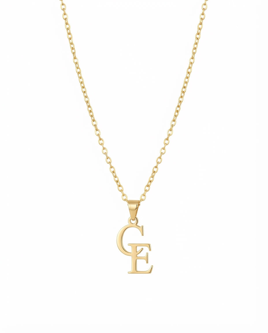Personalized Two Initial Gold Necklace - Custom Letter Pendant Gift