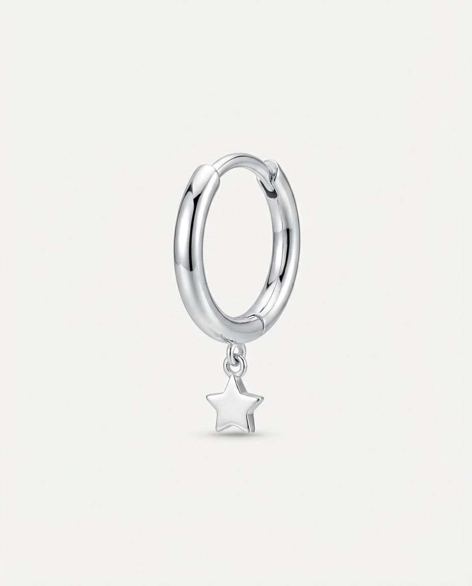 Dainty Star Charm Rose Gold Huggie Hoop Earring