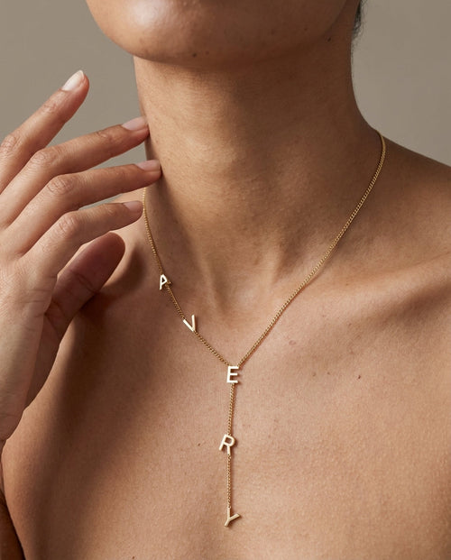 Personalized Gold Name Lariat Necklace