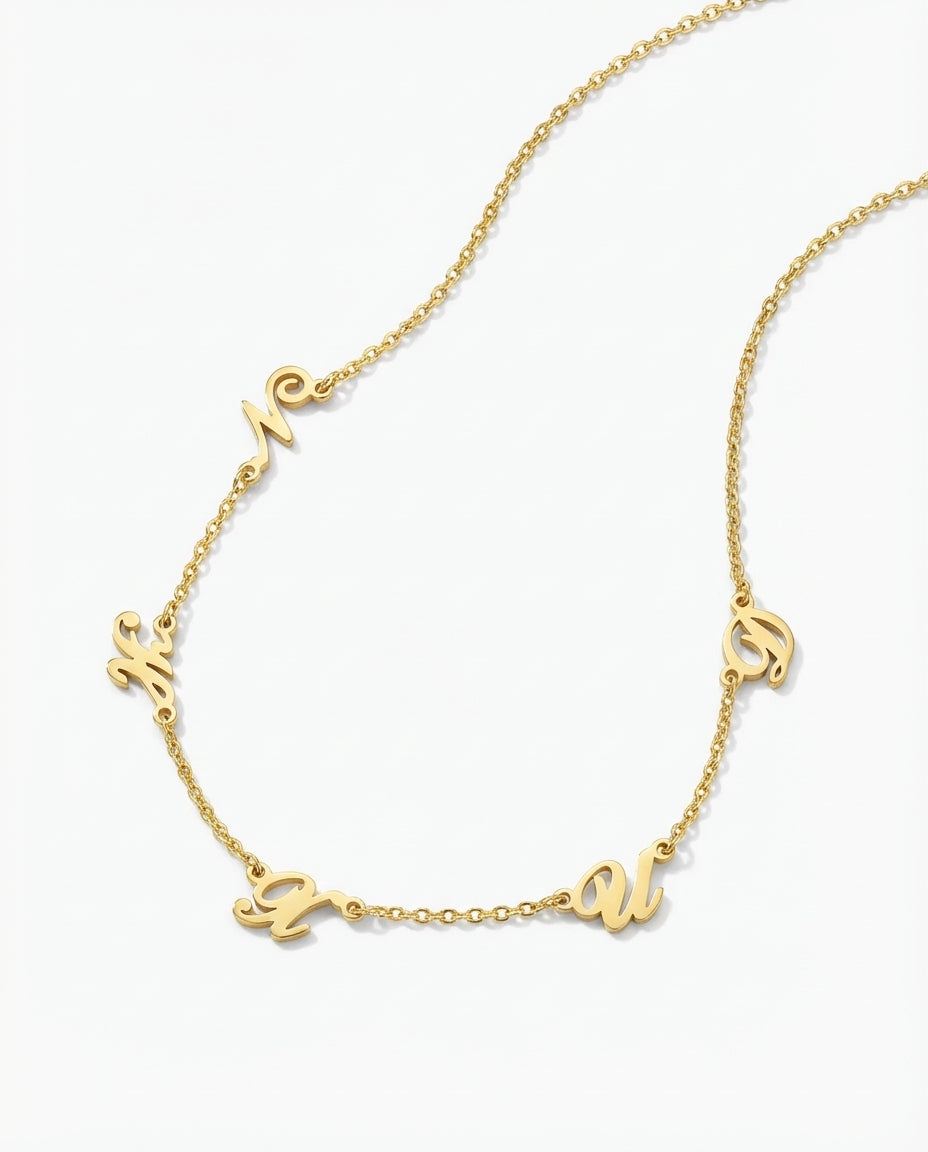 Personalized Spaced Letter Necklace - Custom Gold Initial Jewelry