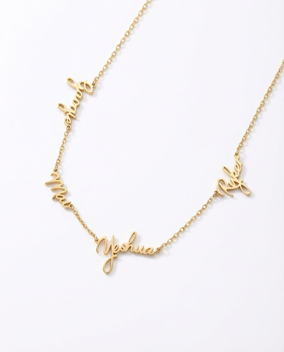 Personalized Gold Multiple Name Necklace for Her