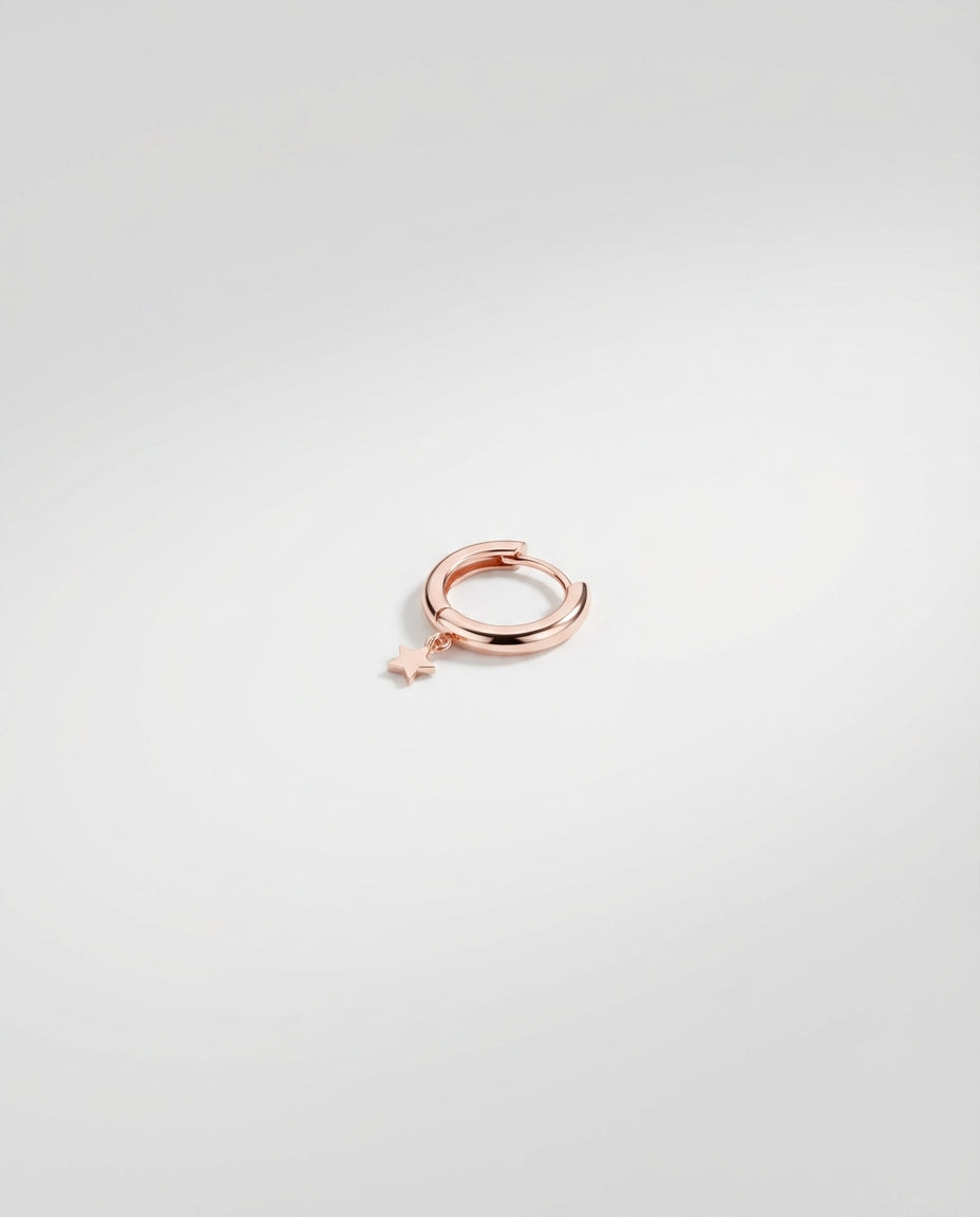 Dainty Star Charm Rose Gold Huggie Hoop Earring
