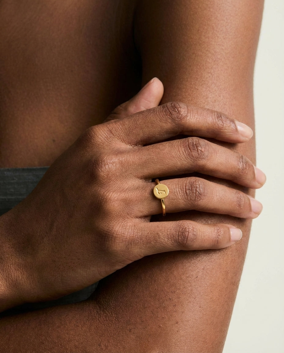 Personalized Gold Initial Signet Ring - Minimalist Elegance