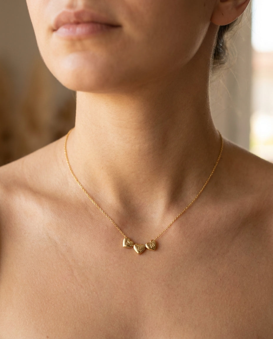 Personalized Initial Heart Necklace - Dainty Gold Jewelry