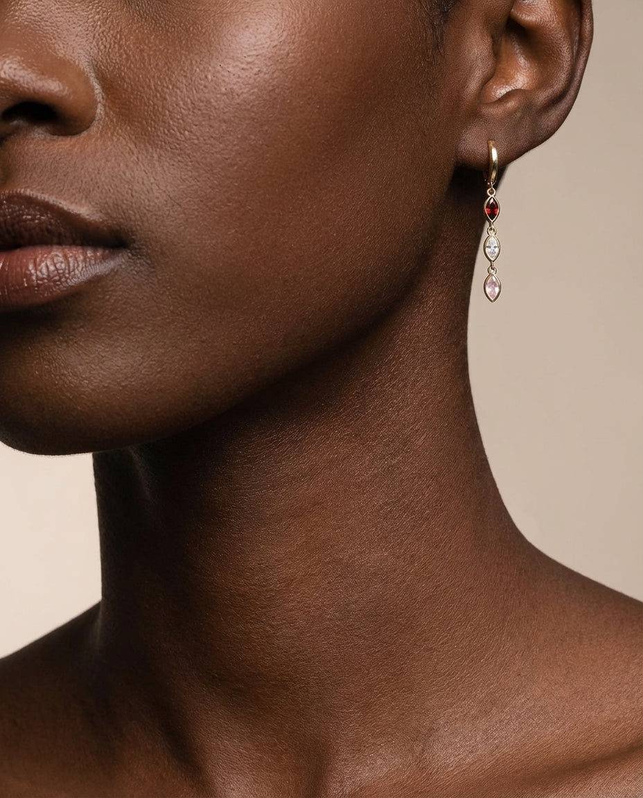 Gold Birthstone Dangle Gold Earring