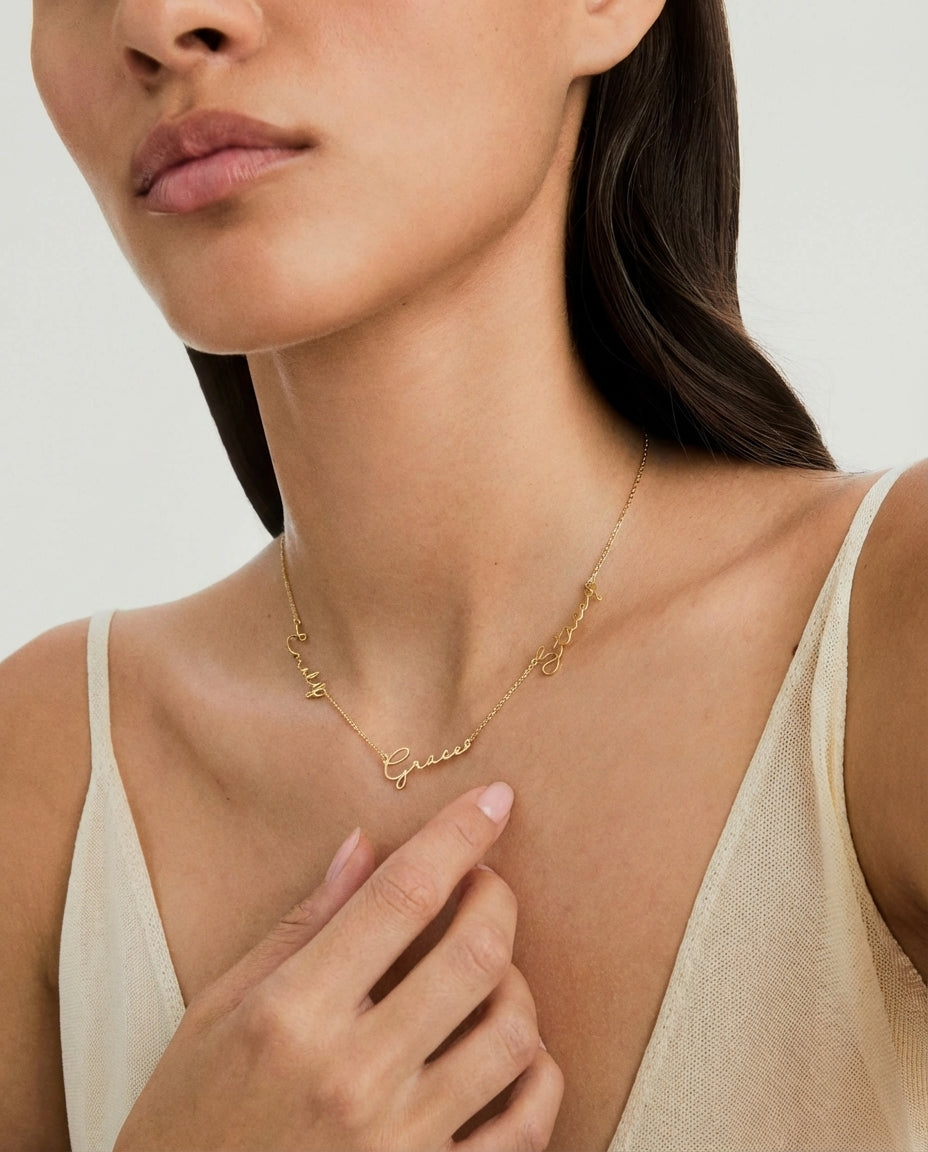 Custom Multiple Name Necklace - Personalized Gold Family Jewelry