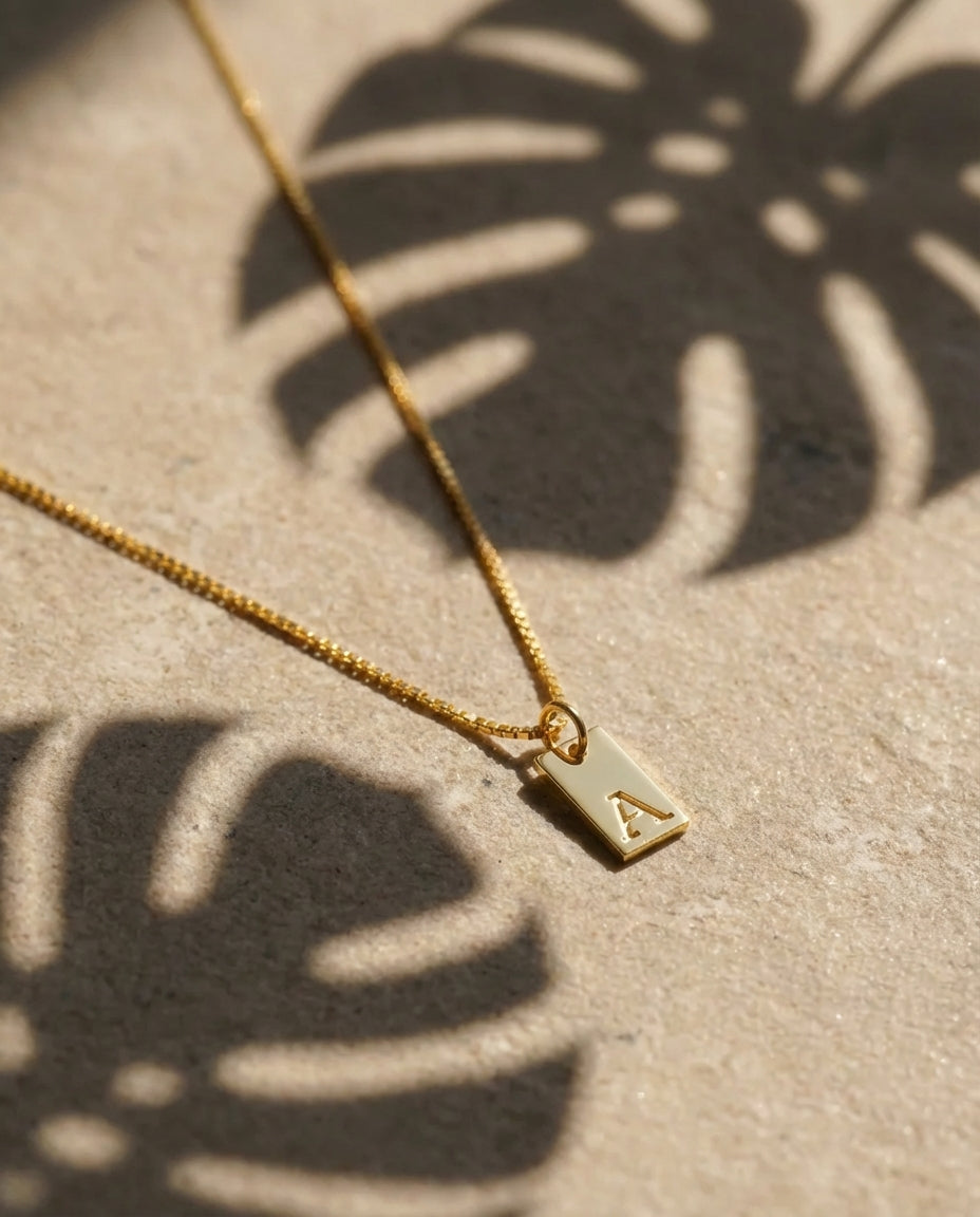 Dainty Gold Initial Tag Necklace | Personalized Jewelry