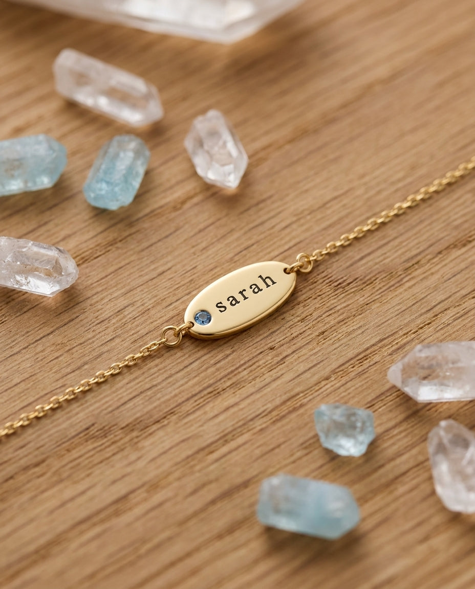Personalized Gold Birthstone Name Bracelet