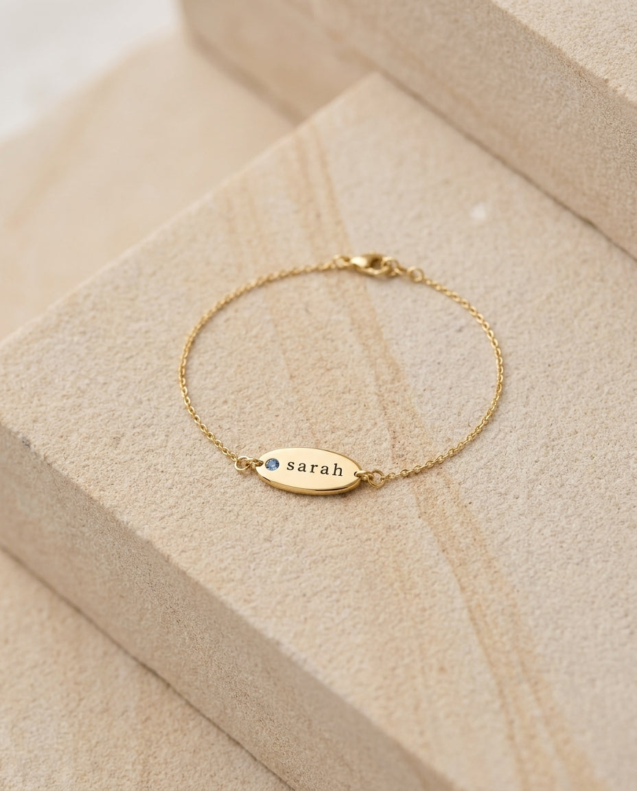 Personalized Gold Birthstone Name Bracelet