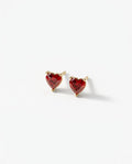 Birthstone Heart Gold Stud Earrings - Birthstone Jewelry