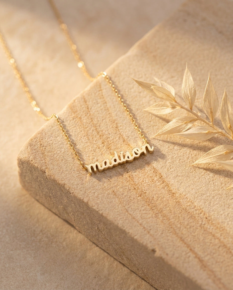 Personalized Cursive Name Necklace - Custom Gold Jewelry Gift