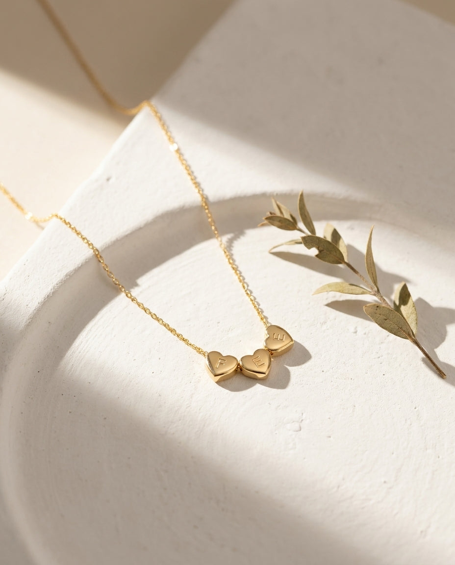 Personalized Initial Heart Necklace - Dainty Gold Jewelry