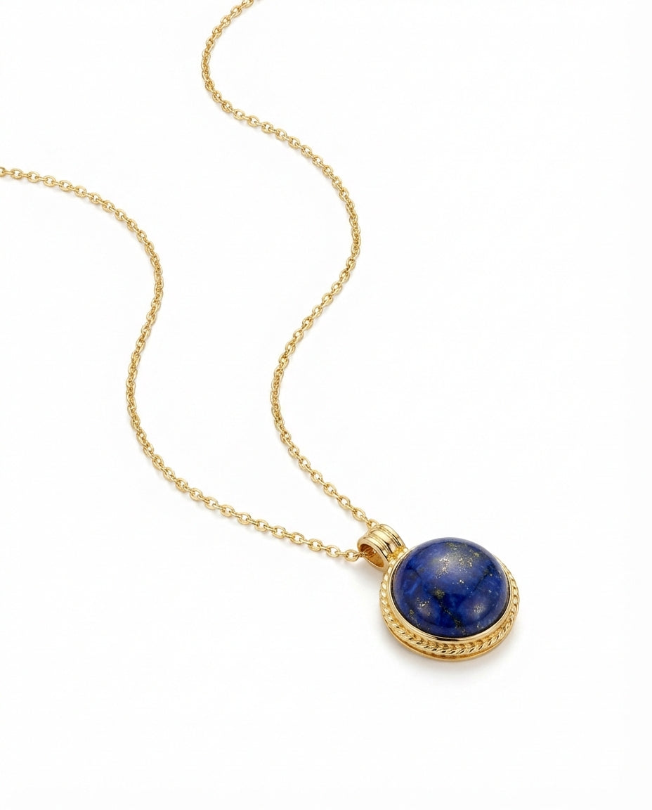 Vintage Lapis Lazuli Gold Pendant Necklace