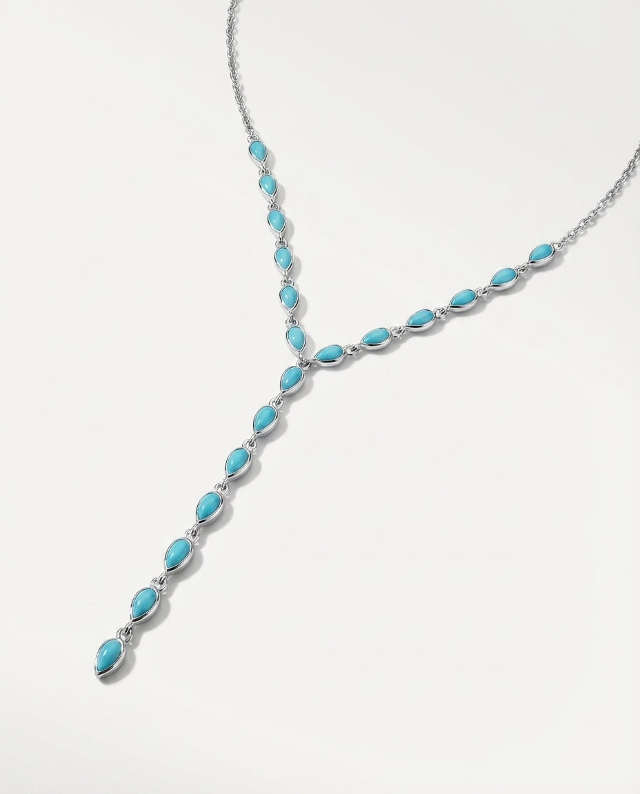 Dainty Turquoise & Gold Lariat Y-Necklace