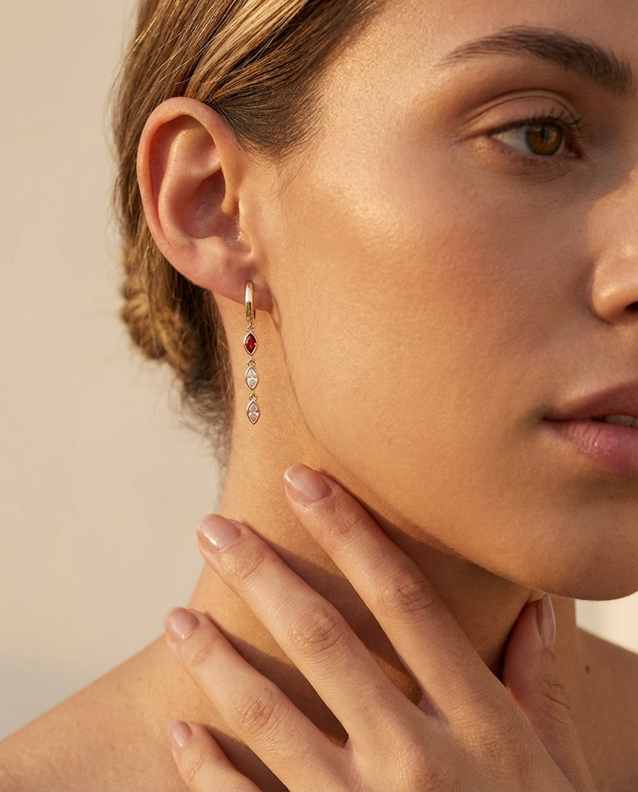 Gold Birthstone Dangle Gold Earring