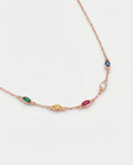 Dainty Rainbow Marquise Gemstone Station Necklace in Gold
