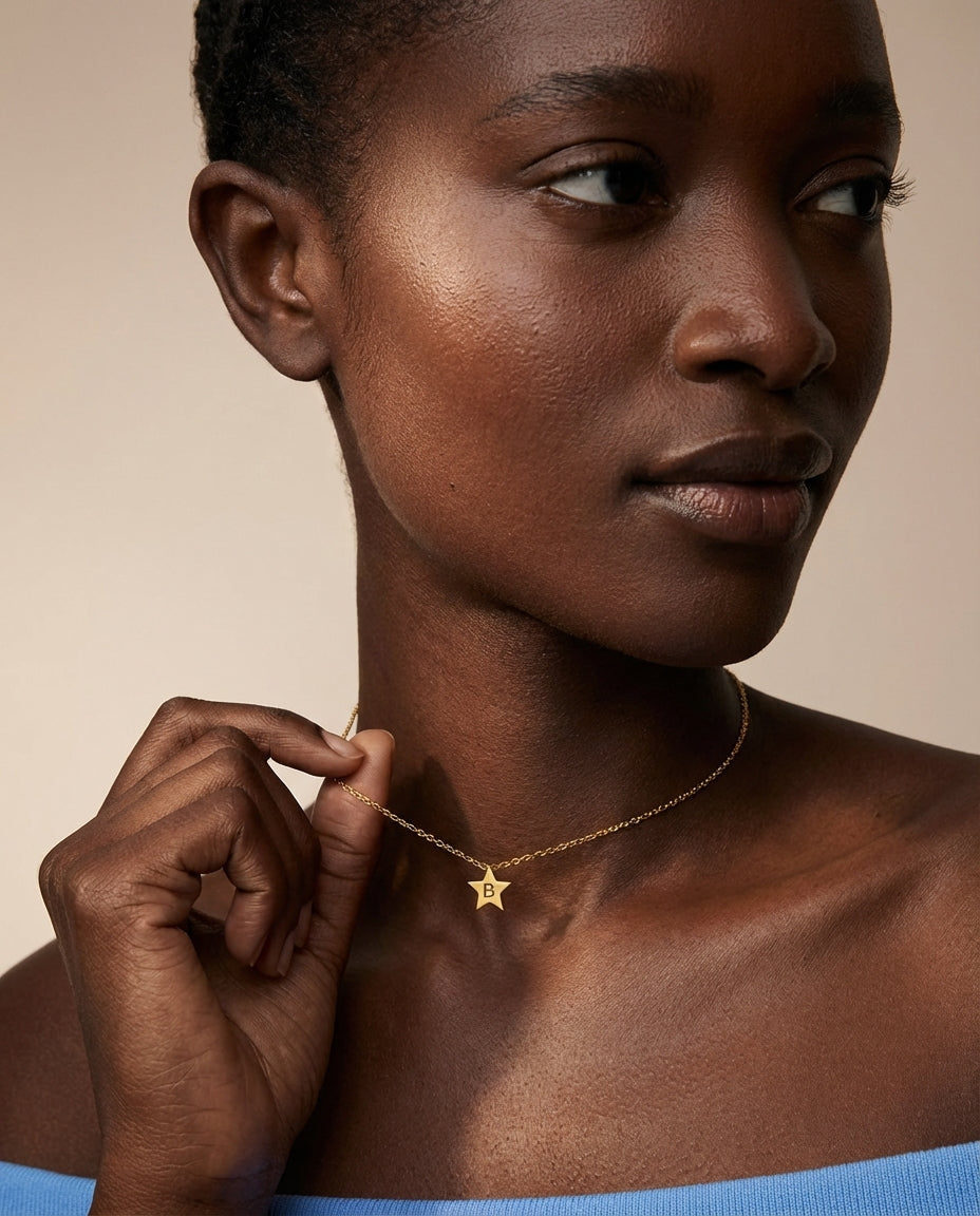 Personalized Gold Star Initial Necklace - Dainty Custom Jewelry