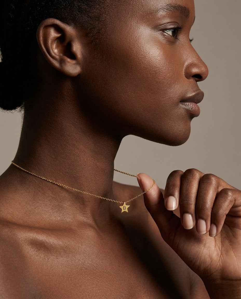 Personalized Gold Star Initial Necklace - Dainty Custom Jewelry