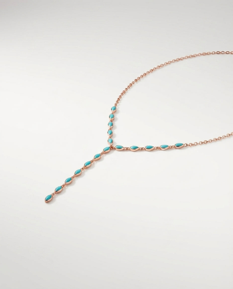 Dainty Turquoise & Gold Lariat Y-Necklace