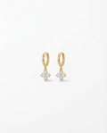 Sparkling Crystal Clover Huggie Earring | Gold Dangle Charm