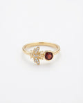 Gold Bee Ring with Birthstone & Pave Ring