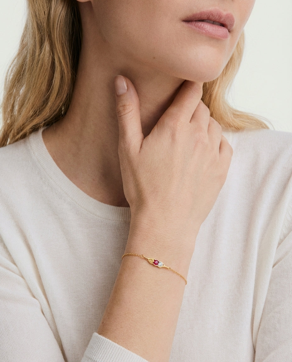 Personalized Gold Pea Pod Necklace with Birthstones