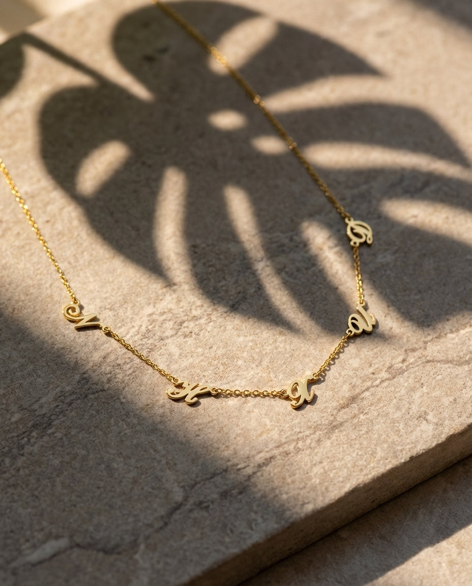 Personalized Spaced Letter Necklace - Custom Gold Initial Jewelry