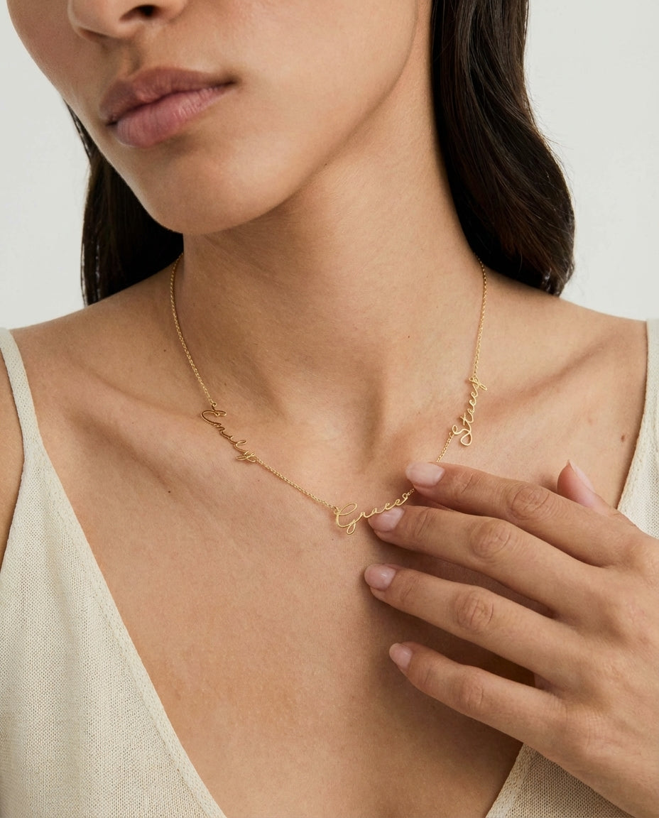 Custom Multiple Name Necklace - Personalized Gold Family Jewelry