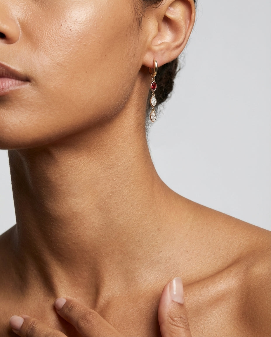 Gold Birthstone Dangle Gold Earring