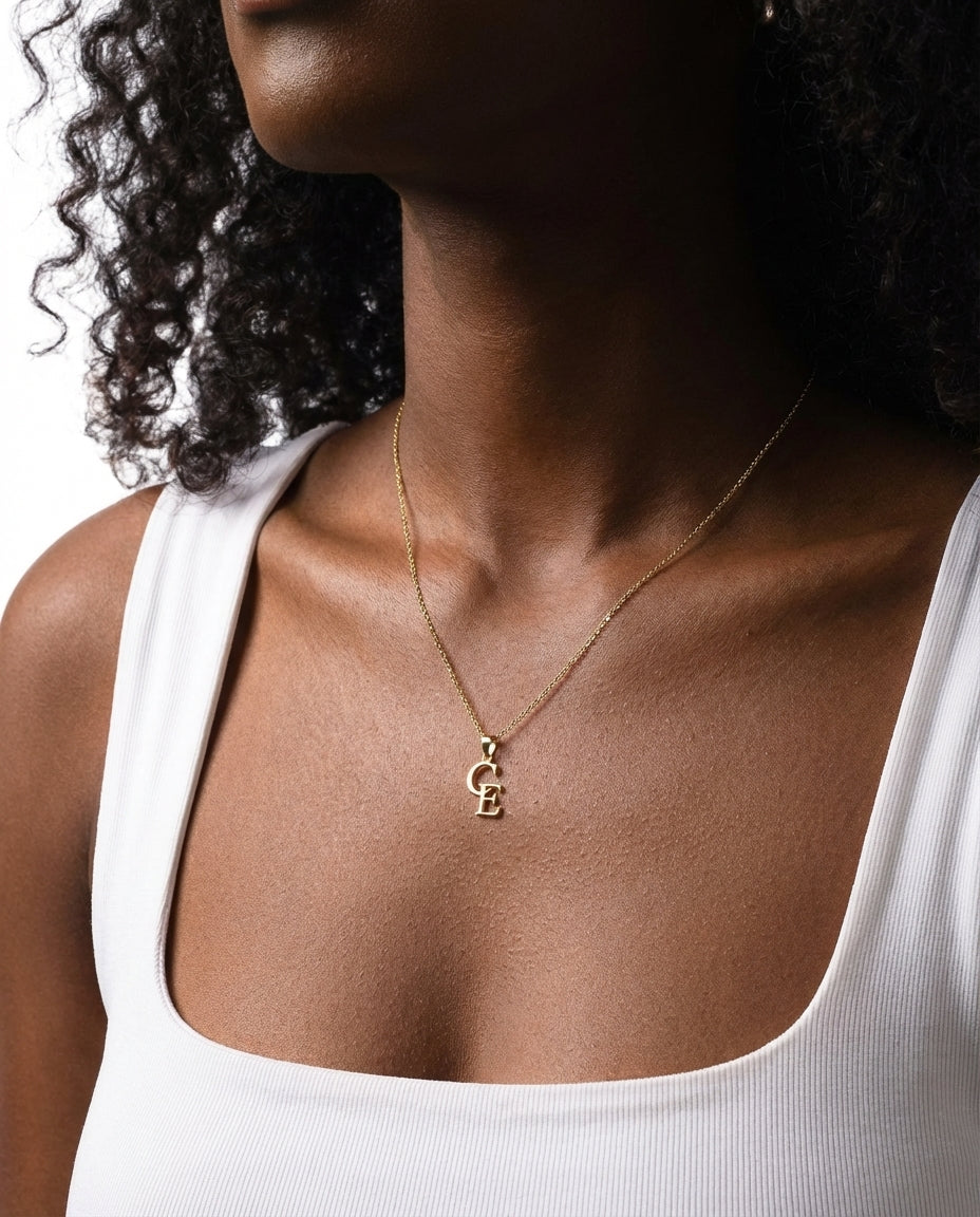 Personalized Two Initial Gold Necklace - Custom Letter Pendant Gift