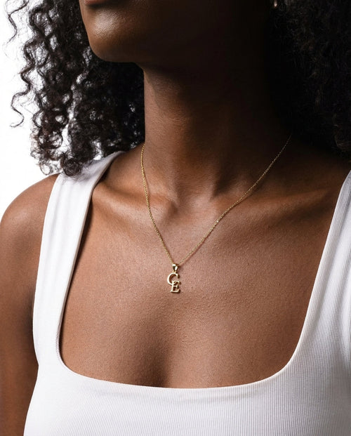 Personalized Two Initial Gold Necklace - Custom Letter Pendant Gift