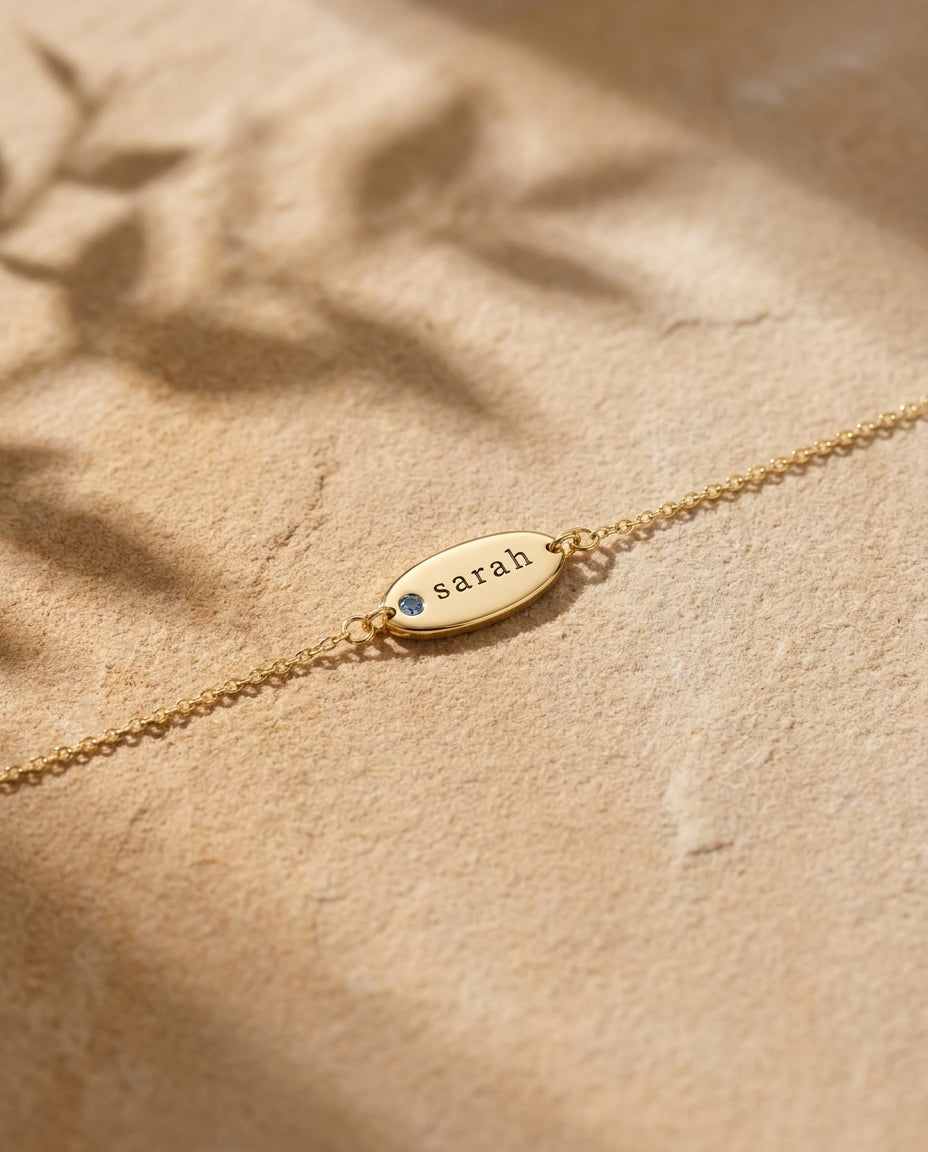 Personalized Gold Birthstone Name Bracelet