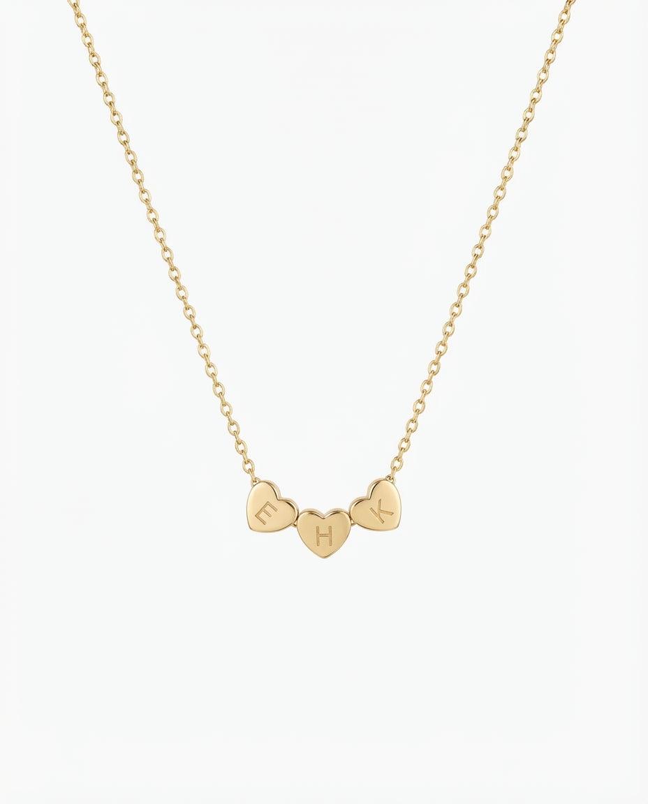 Personalized Initial Heart Necklace - Custom Gold Plated Jewelry