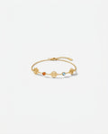 Dainty Gold Flower Charm Bracelet with Gemstones