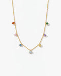 Dainty Rainbow Gemstone Station Necklace in Sterling Silver